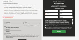 Formulario de una de las webs integrado con CRM