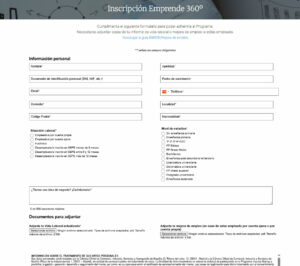 Formulario más complejo con adjuntos y otros apartados integrados de manera independiente