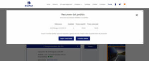 Página de pedido permitiendo compra de más productos sin salir de la página