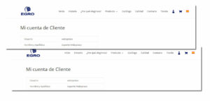 Menú con elementos propios de la extranet