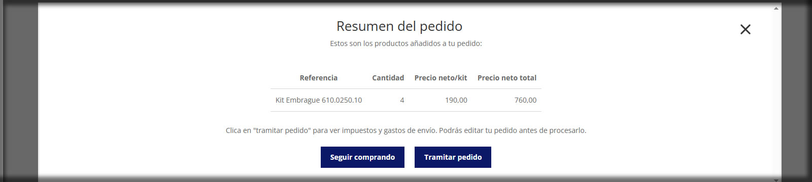 Integración venta en catálogo existente